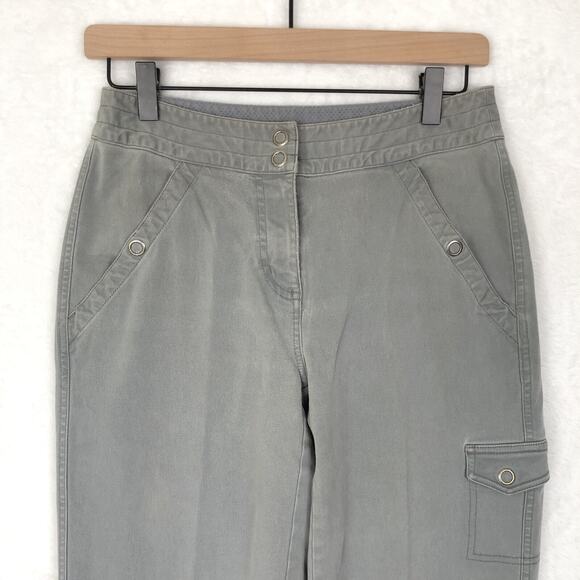 VTG LL BEAN Pants Women's Sz 4 Tall‎ Gray Cotton Mid Rise Snap Pockets Outdoor - Picture 5 of 12